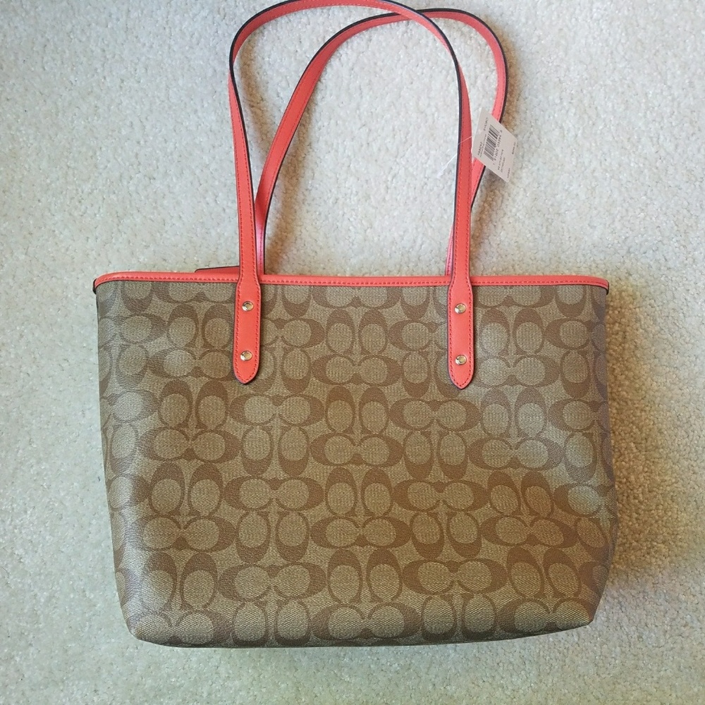 Coach tote bag f58292 bright orange - Picture 5 of 8